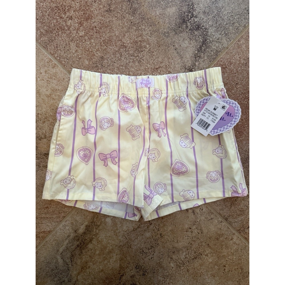 Girls' Mattel Polly Pocket Yellow Woven Shorts Size Medium NWT Sleep Short